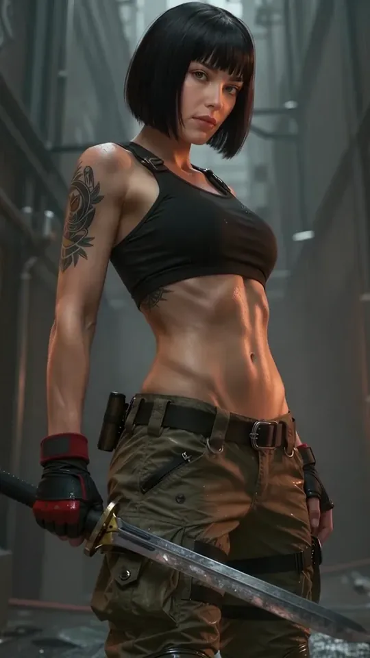 AIdol sample: action character in a city alley