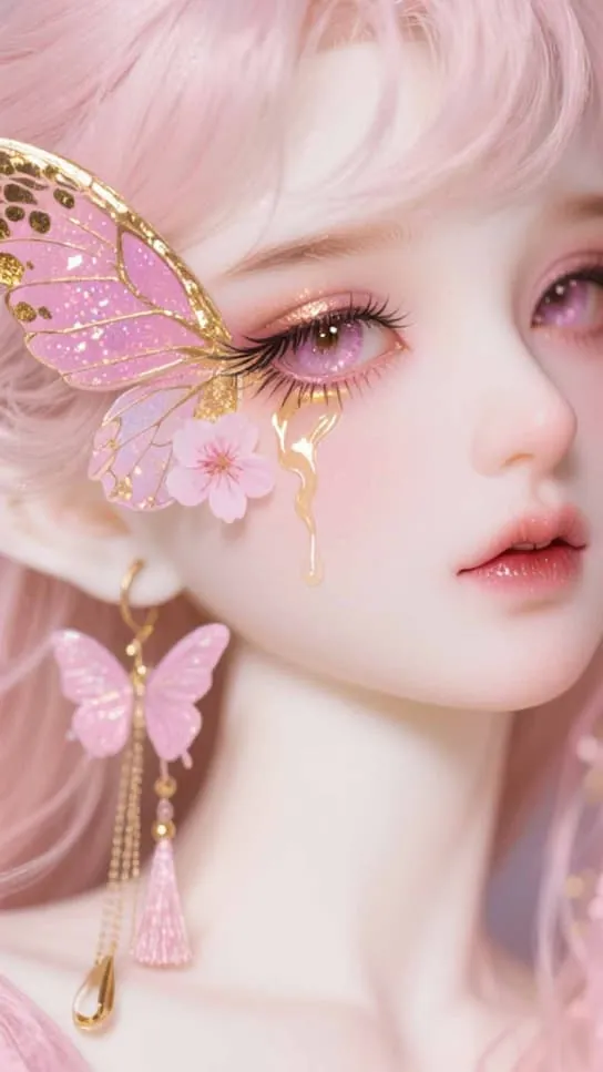 AIdol sample: porcelain doll idol with butterflies